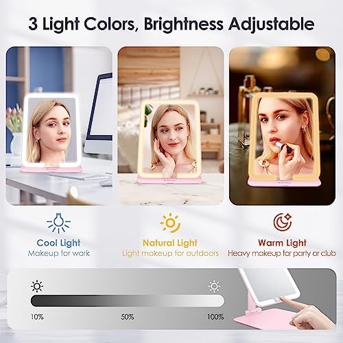 ESWU Compact Folding Travel Makeup Mirror with Light