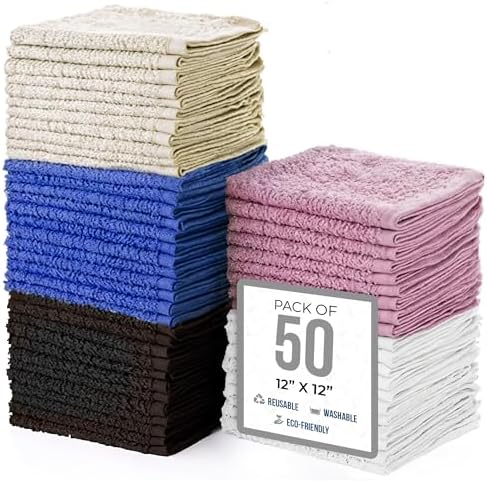 100 Cotton Washcloths Set - Multi Color