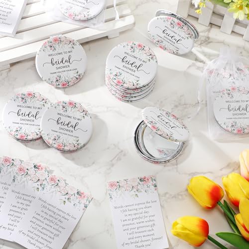 Elegant Bridal shower Favor Set with 24 compact makeup mirrors