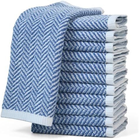 12-Piece Cleanbear Face and Body Washcloths with Herringbone Design
