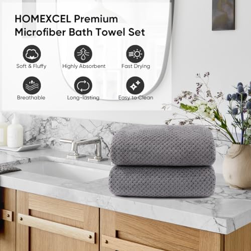 HOMEXCEL Bath Towel Set 4-Pack Grey