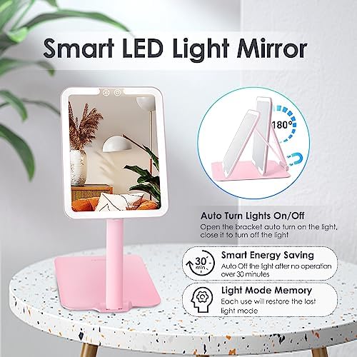 ESWU Compact Folding Travel Makeup Mirror with Light
