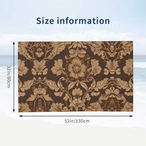 Ornate Floral Printed Microfiber Bath Towels - 52x32in