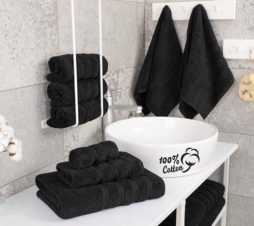 American Soft Linen Luxury 6 Piece Towel Set Black