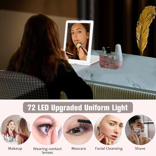 Versatile Travel Makeup Mirror with 3 Light Modes