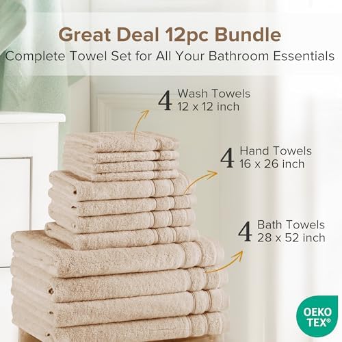 Experience Ultimate Luxury 12-Piece Cotton Bath Towel Set by Comfort Spaces