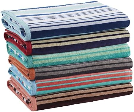 Set of 2 100 Cotton ripped stripes soft absorbent beach towel