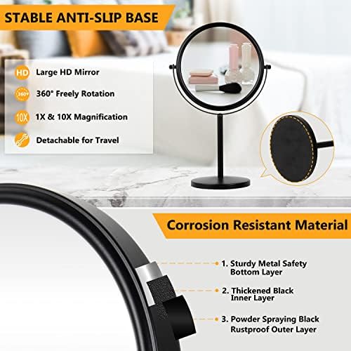 ALHAKIN 10x Double-Sided Magnifying Makeup Mirror