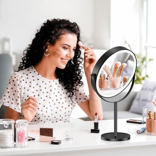 ALHAKIN 9 Lighted Makeup Mirror with Magnification Rotation and Adjustable Light