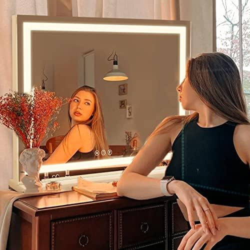 Sucedey Vanity Mirror Touch Screen Adjustable Lighting Detachable 10X Magnifier