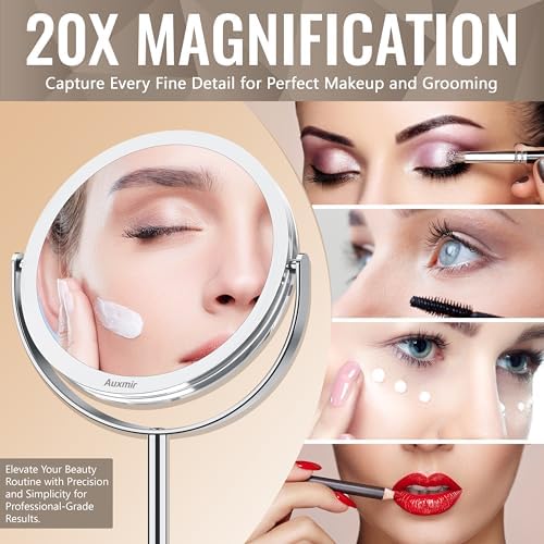 Double-Sided 20X Magnifying Makeup Mirror with 360 Rotation