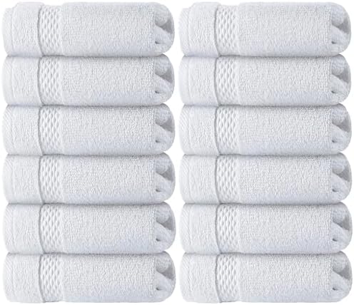 Luxury Cotton 13x13 Washcloths 12-Piece Set White