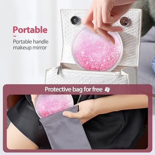 Compact Rechargeable Magnifying Mirror for Travel with Quicksand Design