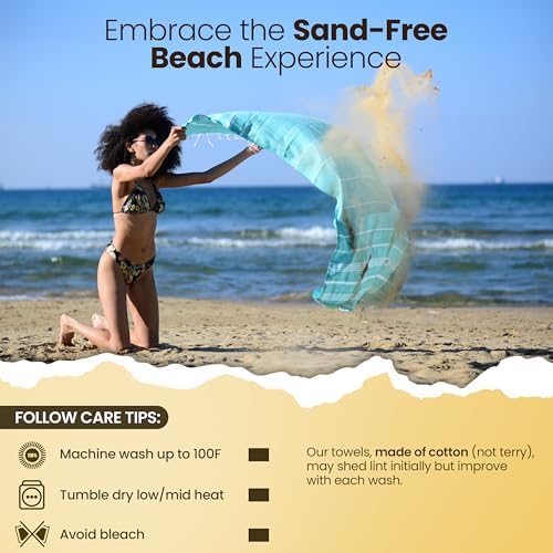 Luxury Turkish Beach Towels Set - 100 Cotton Quick Dry and Soft