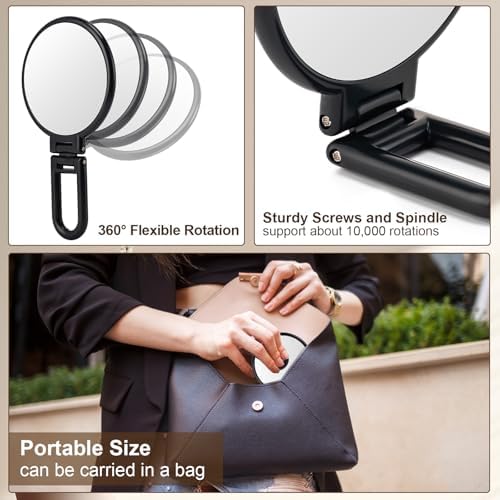 Versatile 10X Magnifying Handheld Mirror with Dual Faces