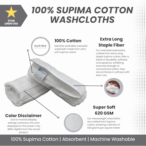 Set of 36 White Washcloths 14x14 Embrace Collection