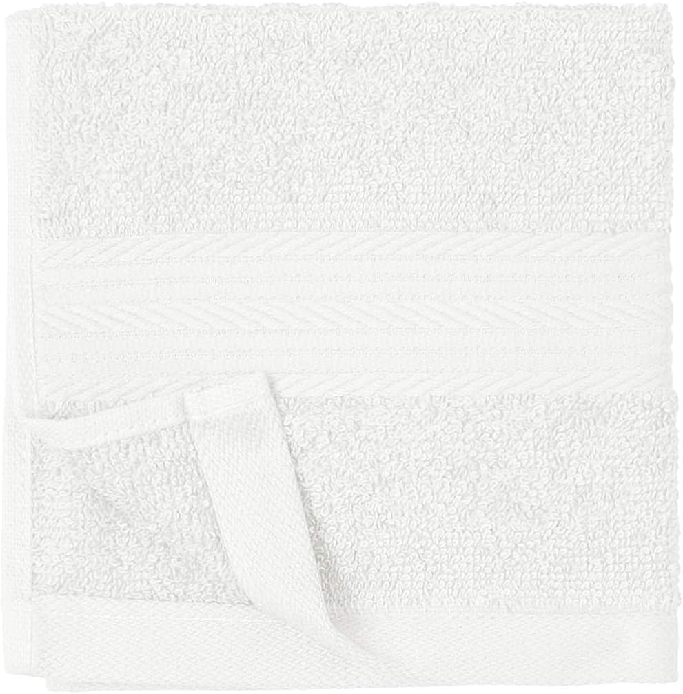 Amazon Basics Cotton Washcloths for Face 12-Pack White 12x12