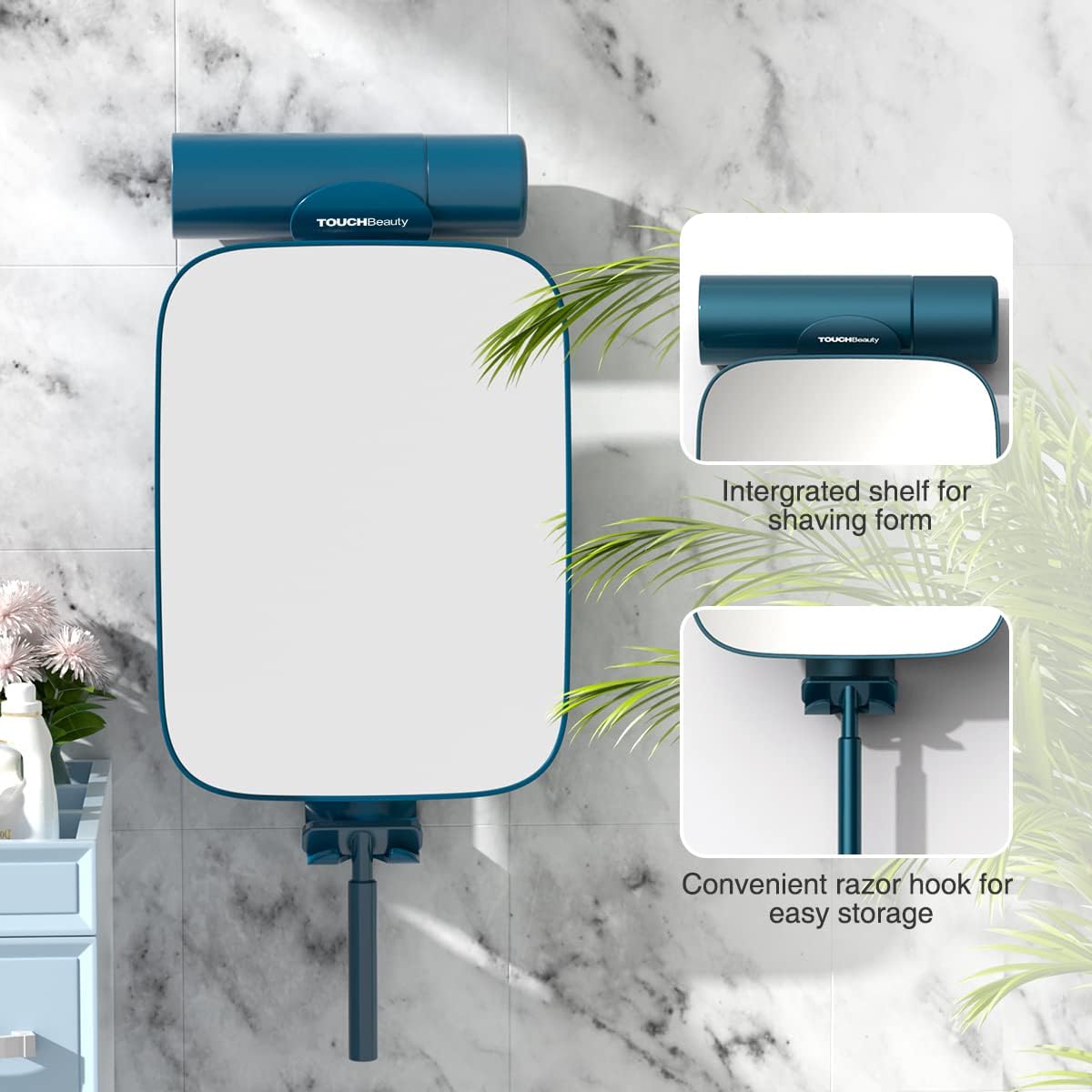 TOUCHBeauty 3X Magnification Shower Mirror with Razor Holder