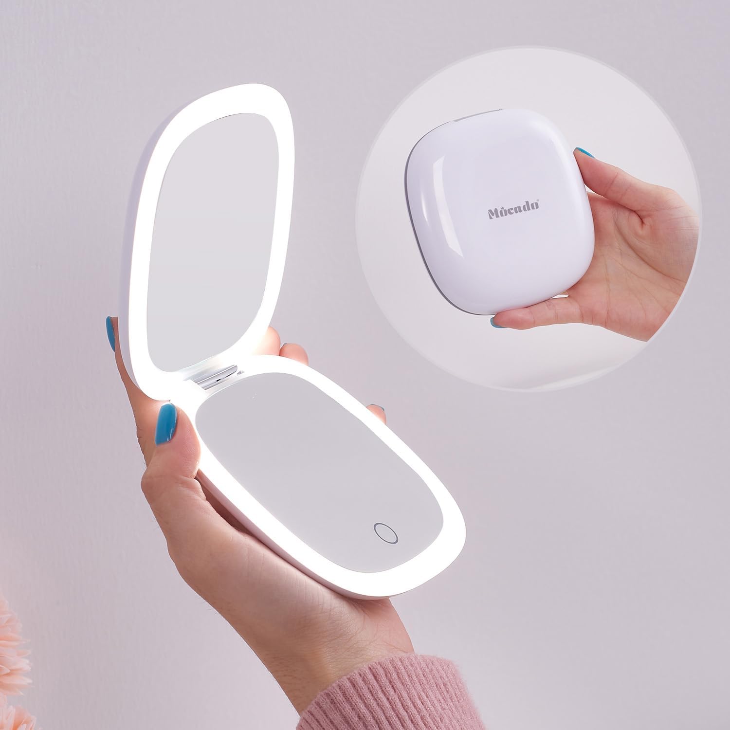 Moccasion LED Mirror for Compact Travel Makeup