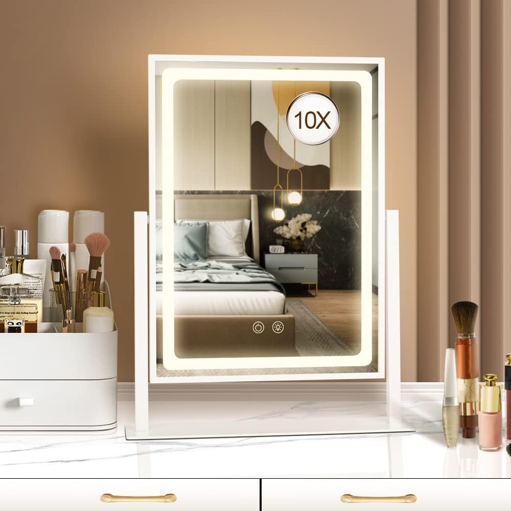 Lighted Makeup Mirror with 3 Colors White