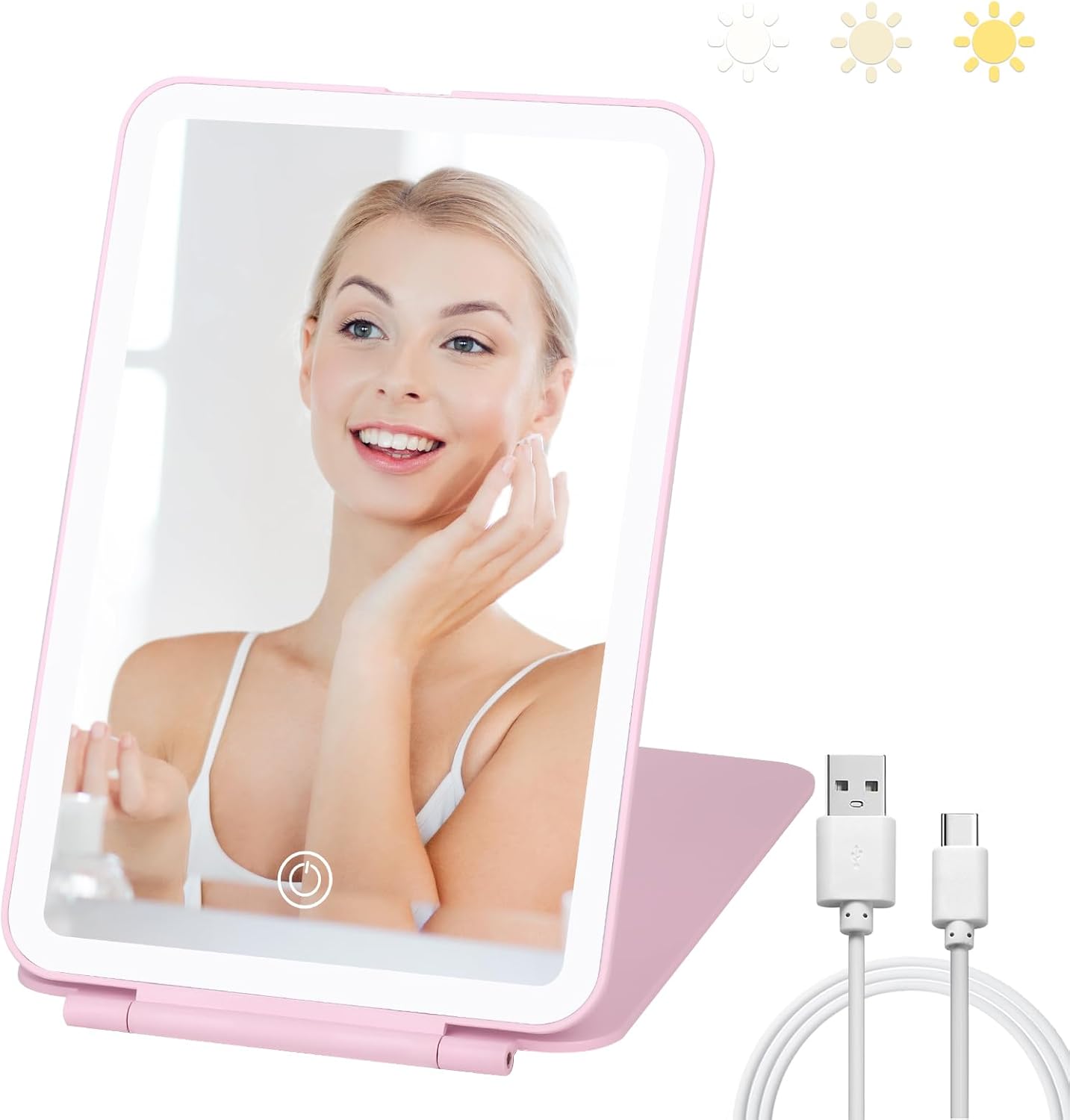 Travel Makeup Mirror w3 Light Modes