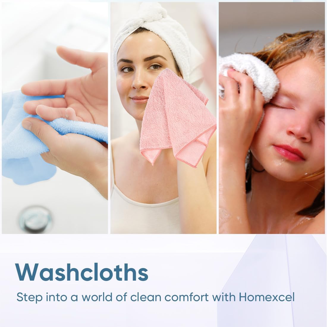 HOMEXCEL Precision Pro-Grade Microfiber Washcloth Set 12x12 24 PACK