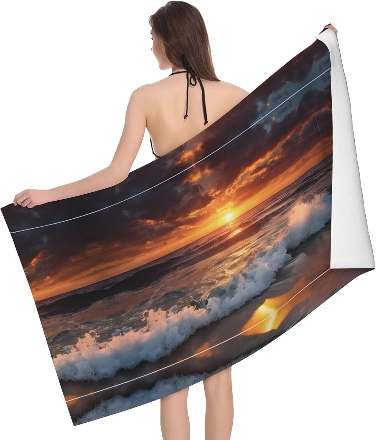 Sunset Harmonys Beachy Microfiber Bath Towel 52x32in