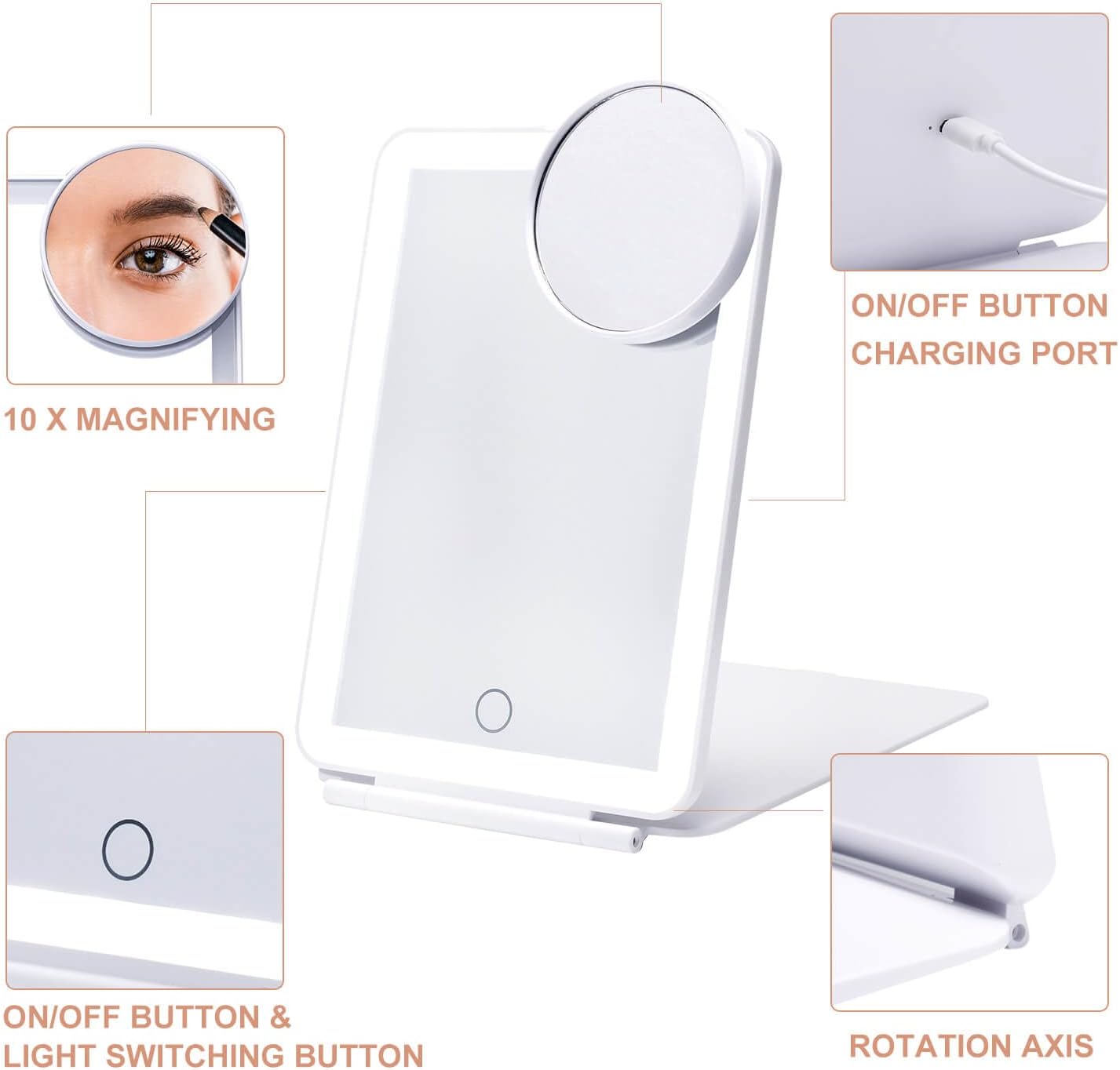Muably LED Travel Makeup Mirror