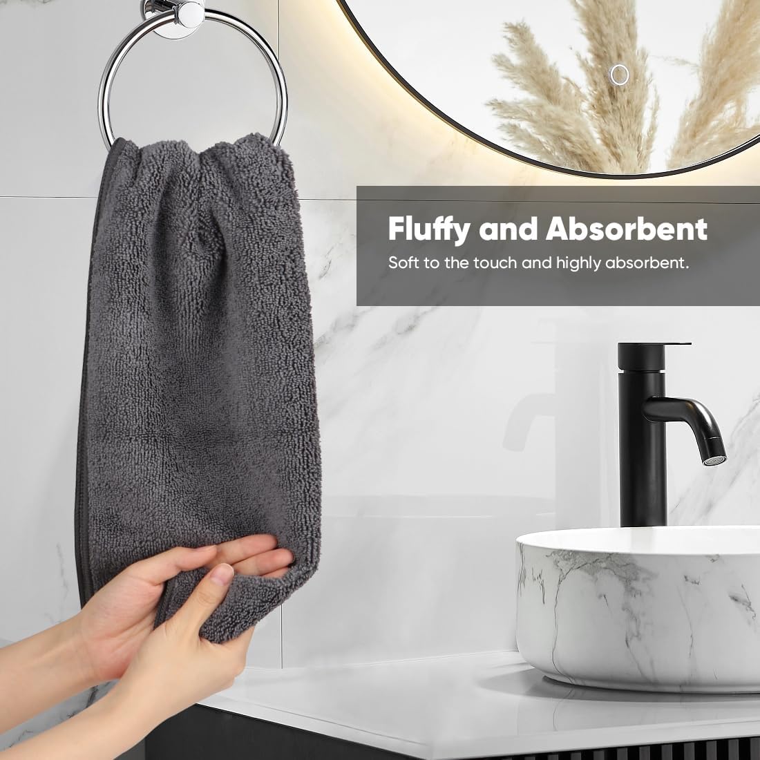 Microfiber Hand Towels for Bathroom Soft Durable 12-Pack