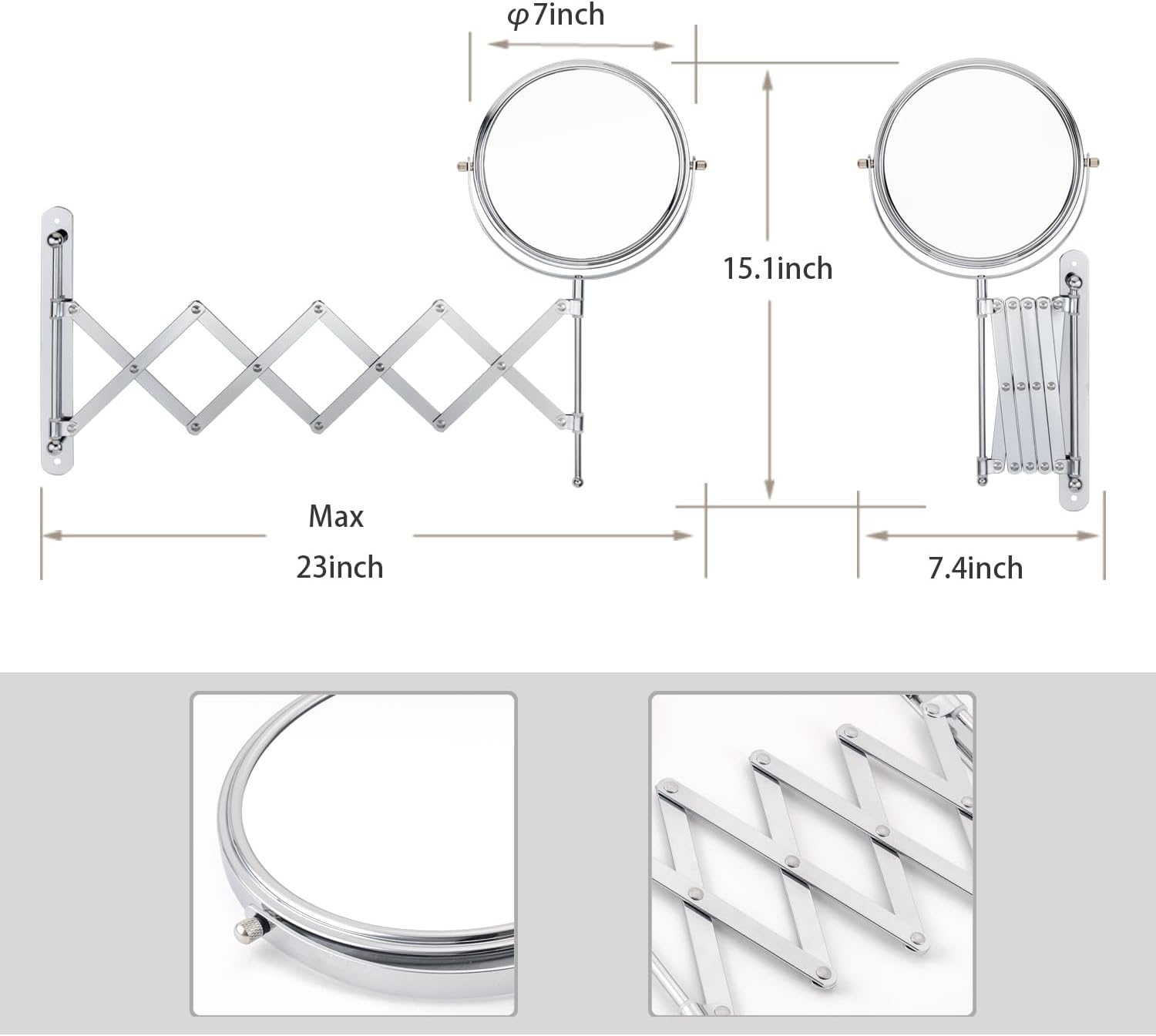 WELL W LINK 7 inch wall mounted makeup mirror