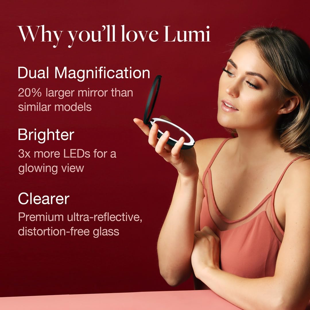 Fancii LED Lighted Travel Makeup Mirror 1x 10x Magnification Rose Gold