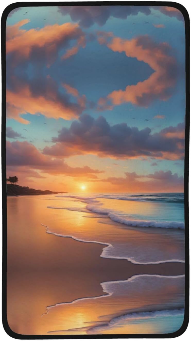 YYHWHJDE Sunset Beach Coral Velvet Towel