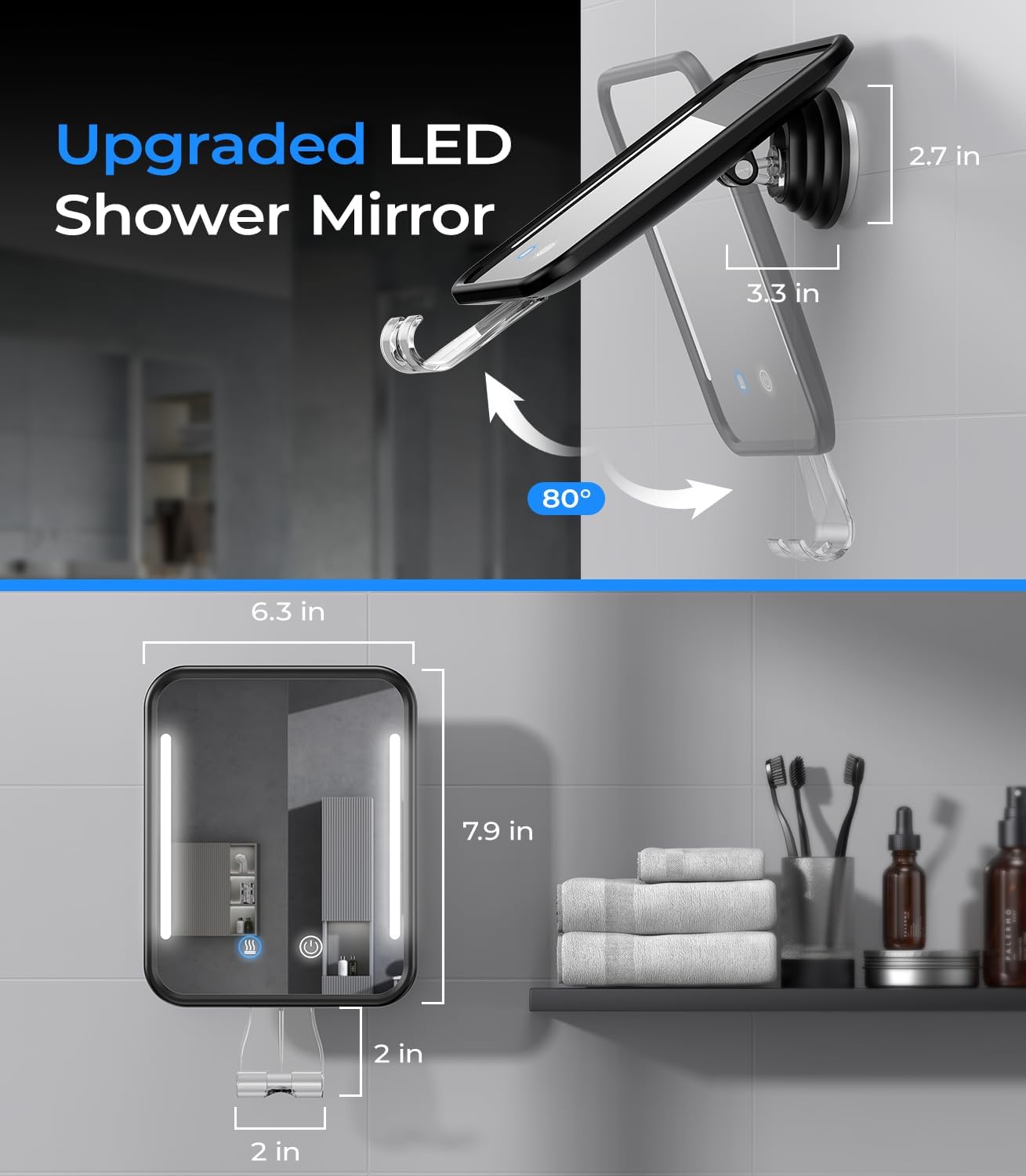 No-Fog Heated Shower Mirror