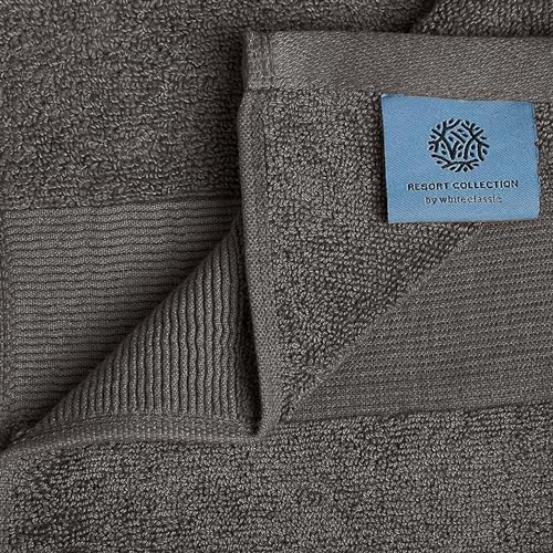 White Classic Resort Bath Sheet Towels 2 Pack - Charcoal