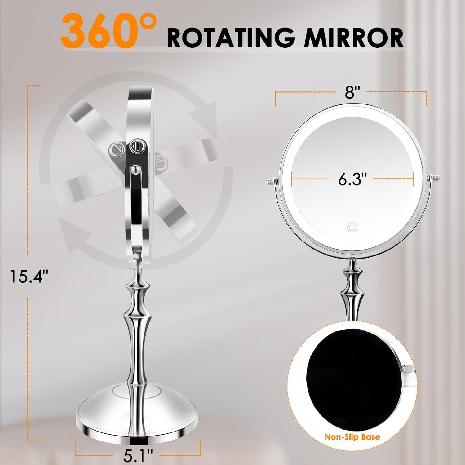 Ultimate LED Makeup Mirror 10X Rotate 360