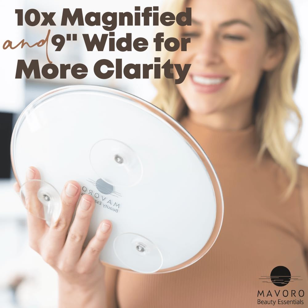9-Inch Magnifying Mirror with Suction Cups for Makeup and Travel
