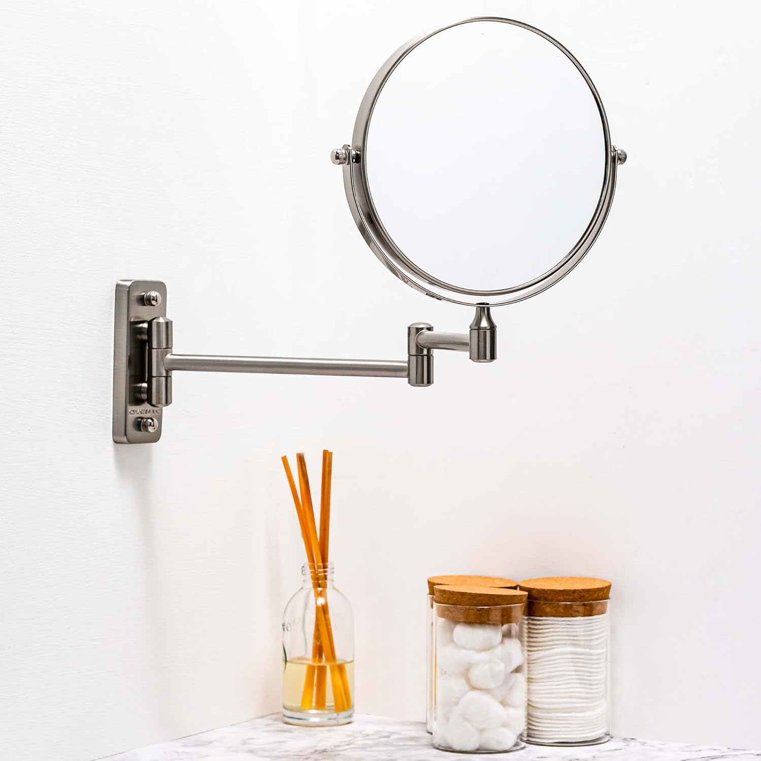 OVENTE 7 Inch Wall Mounted Makeup Mirror with Magnification