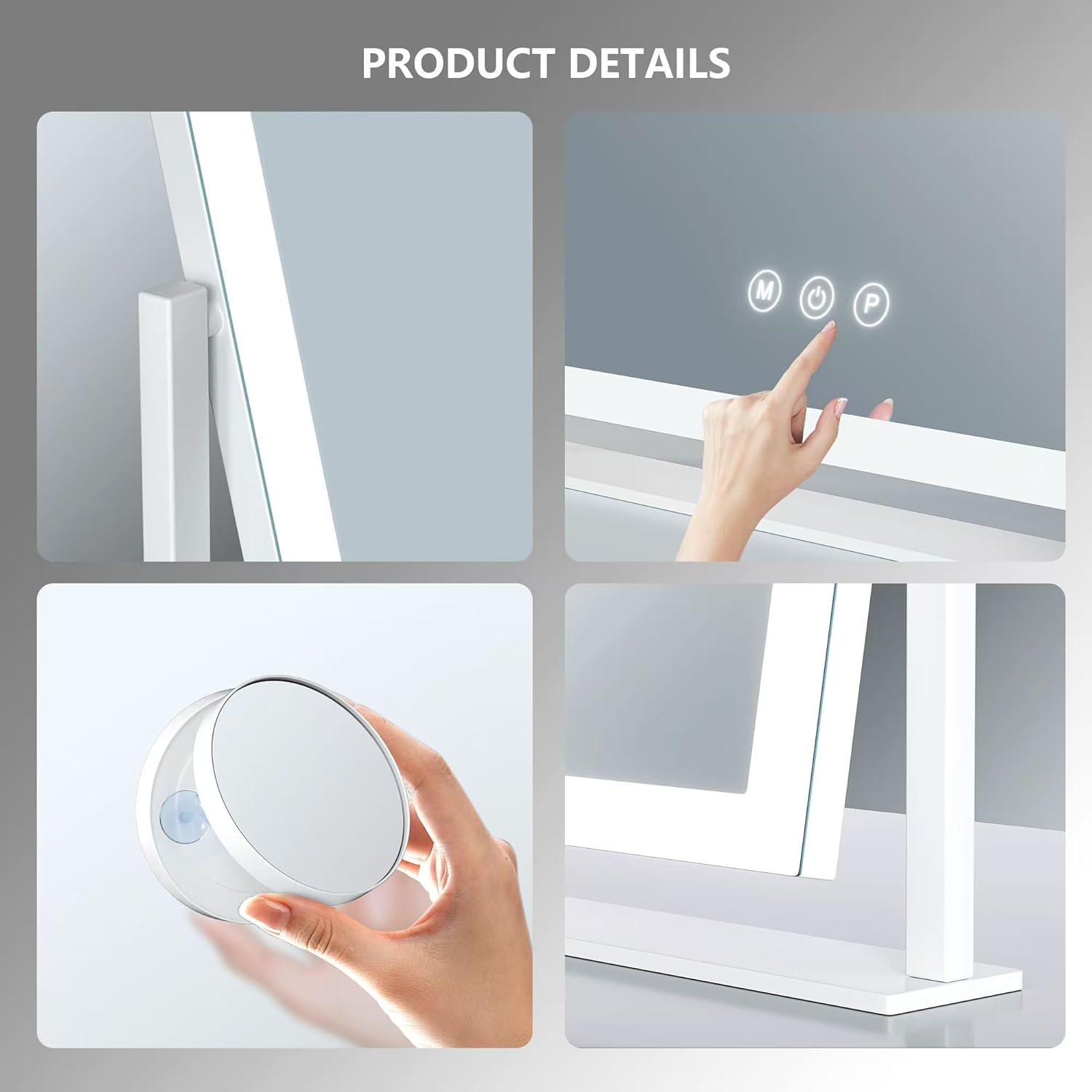 Upgraded LED Vanity Mirror with 360 Rotation and Smart Touch Control