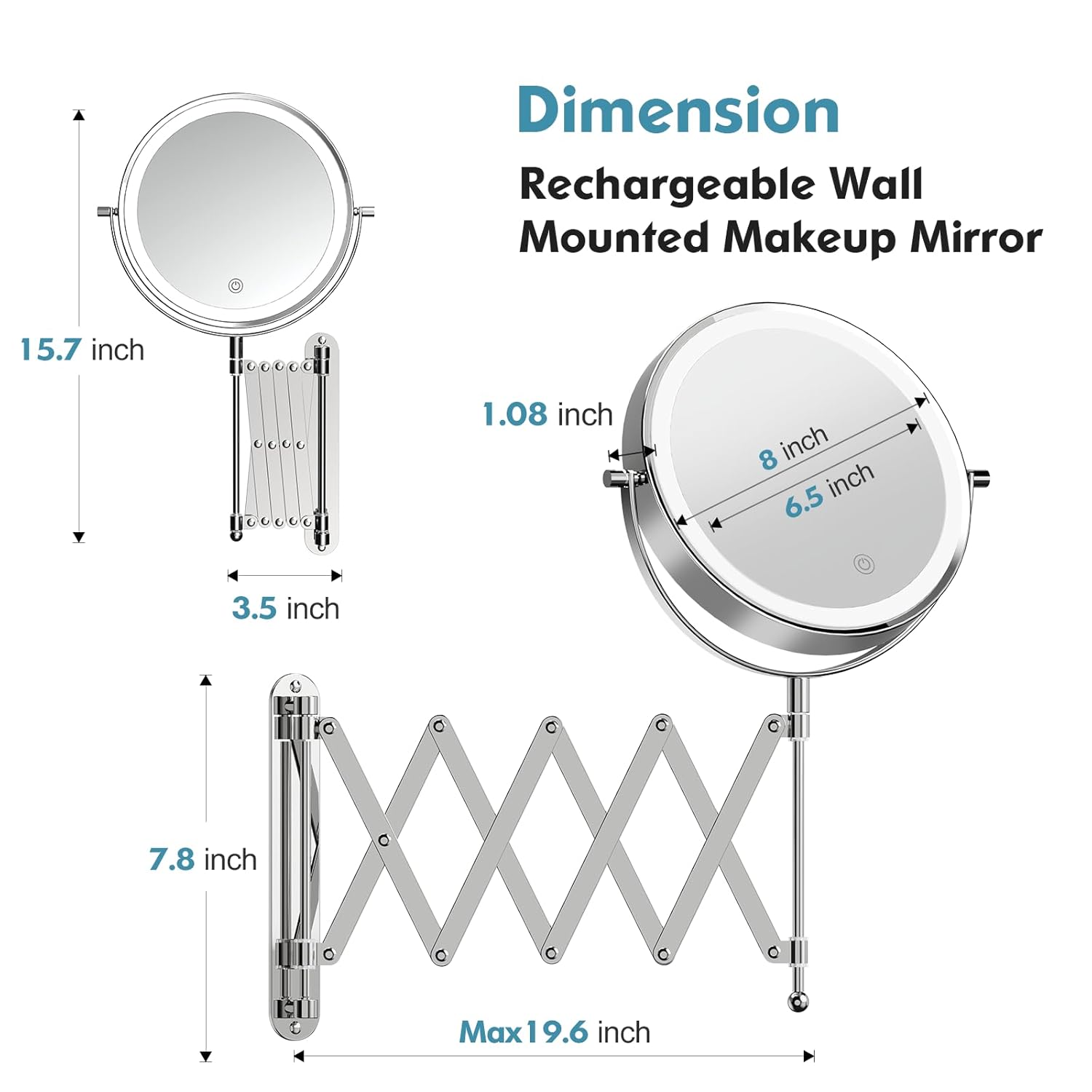 FASCINATE Double Sided Wall-Mounted Makeup Mirror
