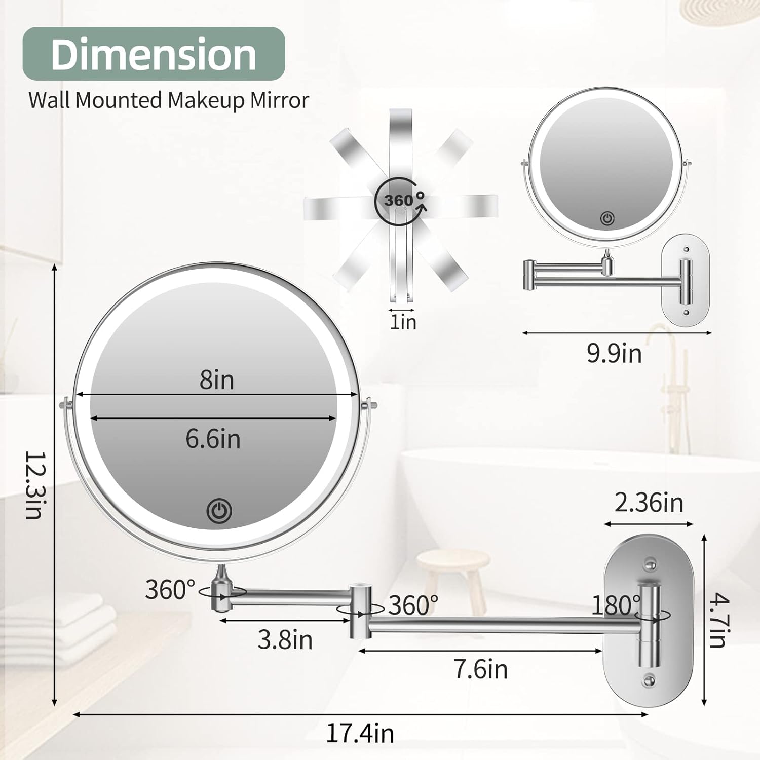 Perfect Salon-M quality makeup mirror for wall installation