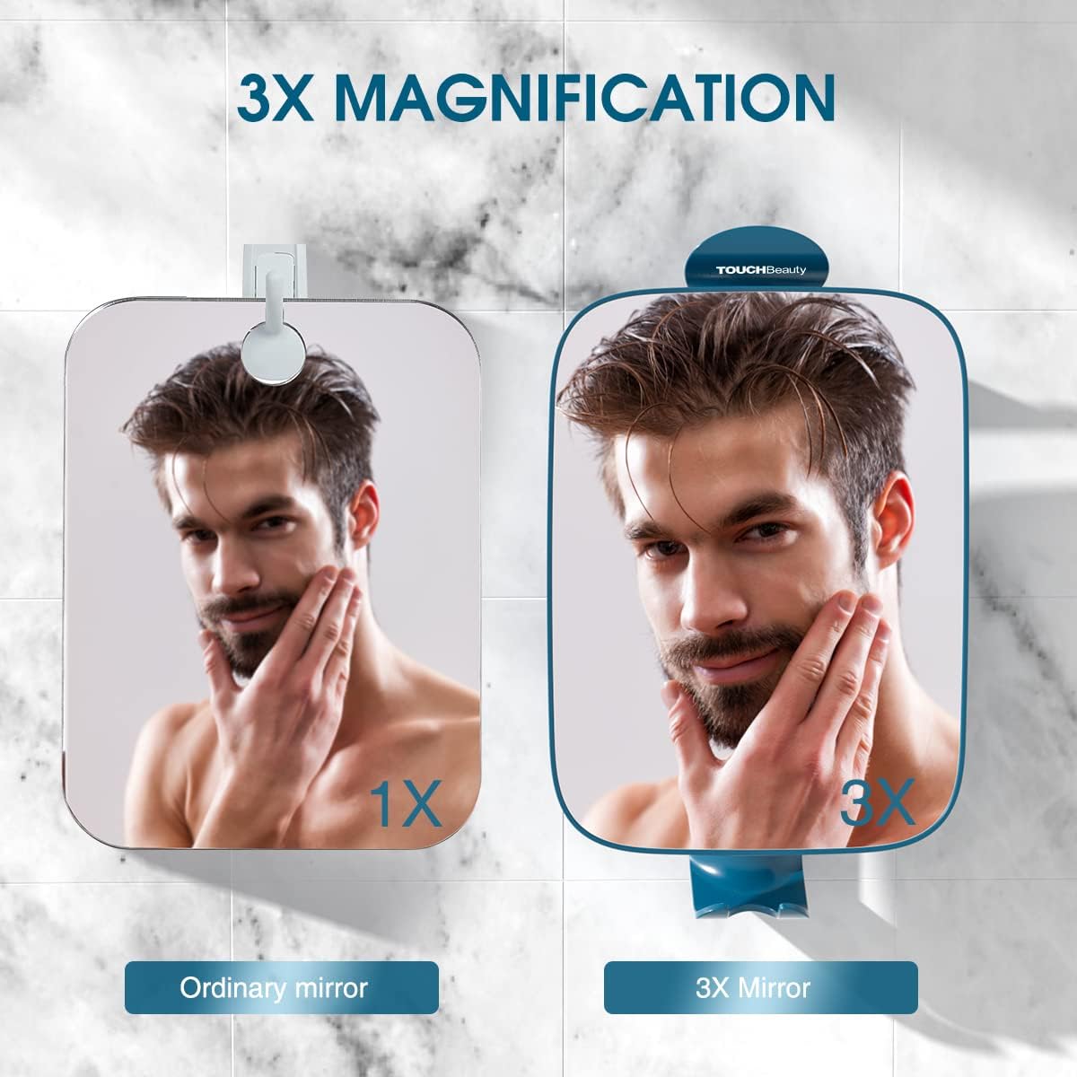 TOUCHBeauty 3X Magnification Shower Mirror with Razor Holder