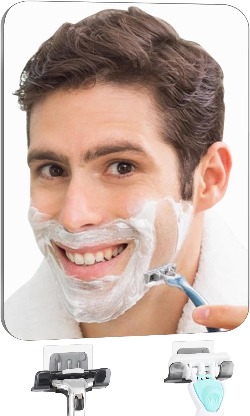 Perfect Multi-Use shower mirror for shaving with razor holder