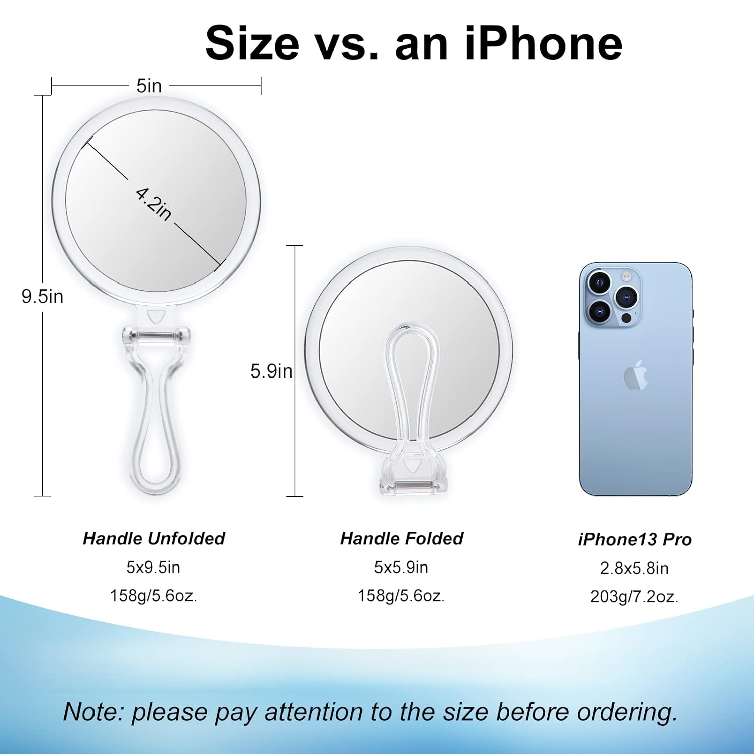 Double-Sided 20X Magnifying Mirror Portable Handheld
