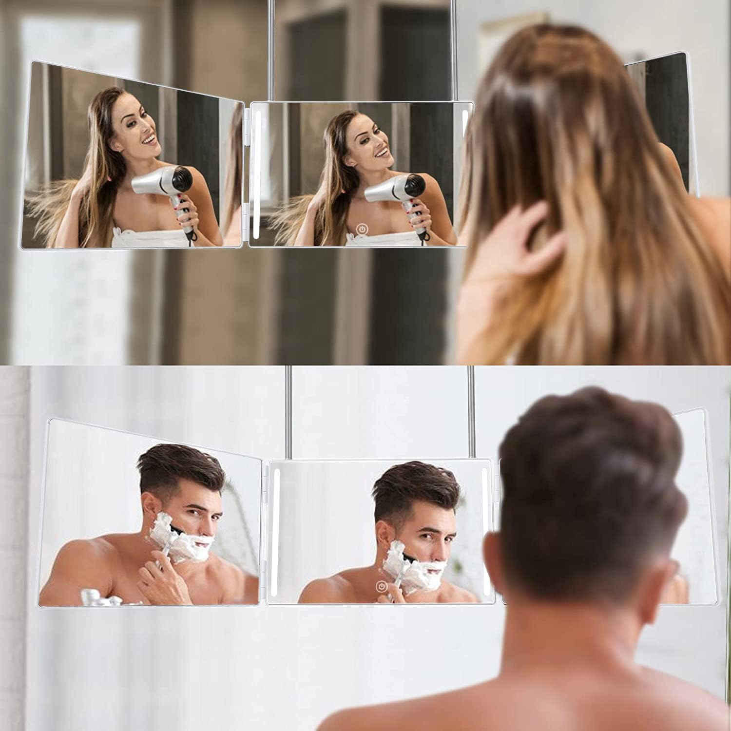 360 Trifold Mirror with LED Lighting and 5X Magnification
