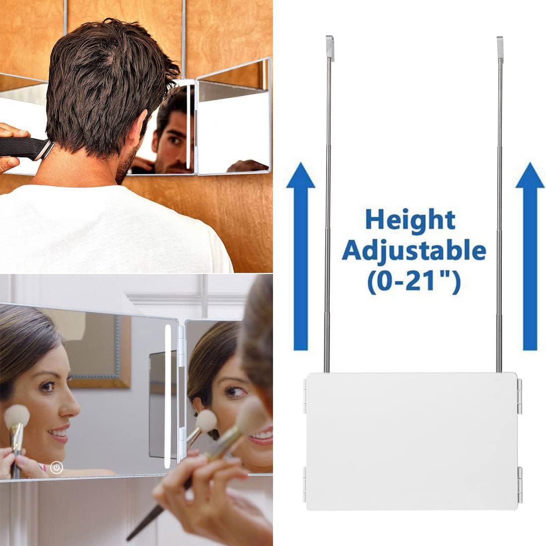 360 Trifold Mirror with LED Lighting and 5X Magnification