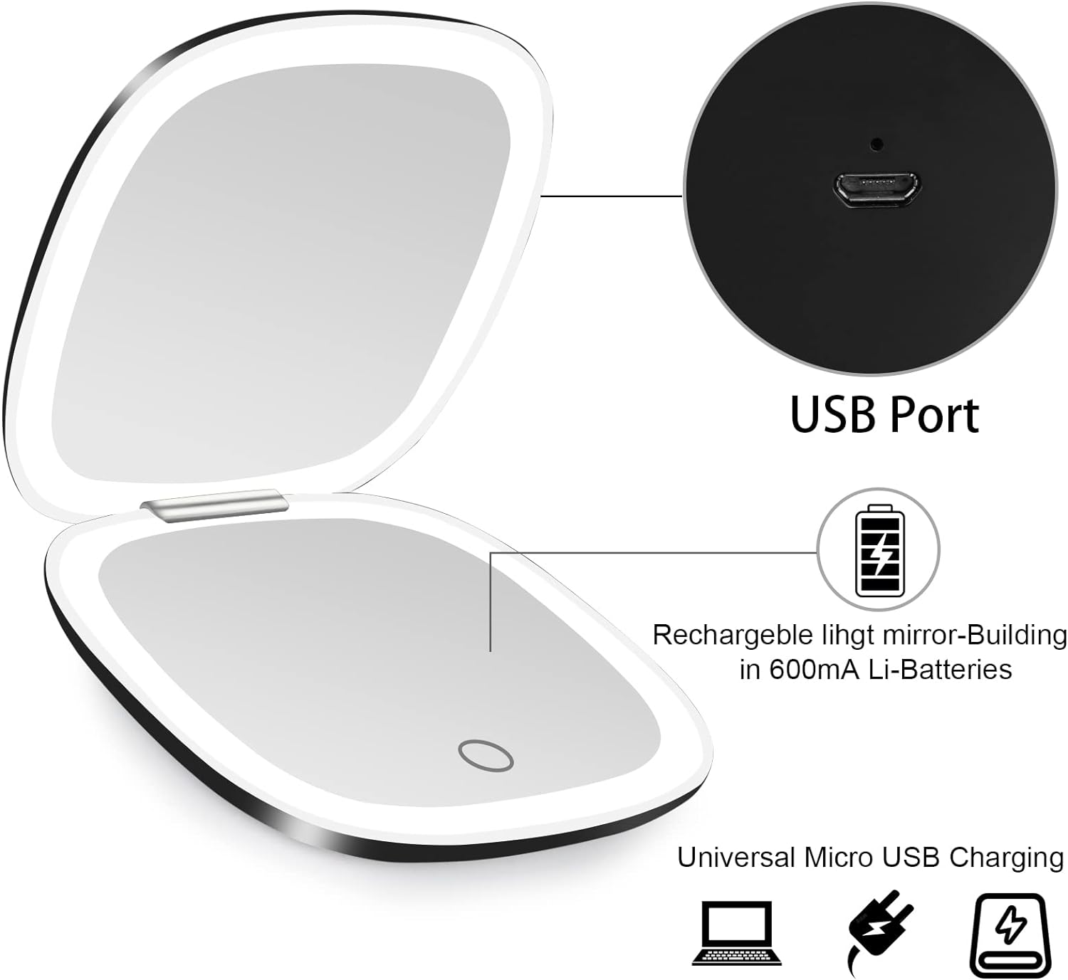 Deweisn Compact Mirror - Travel Makeup Mirror with Double Sided Magnifying