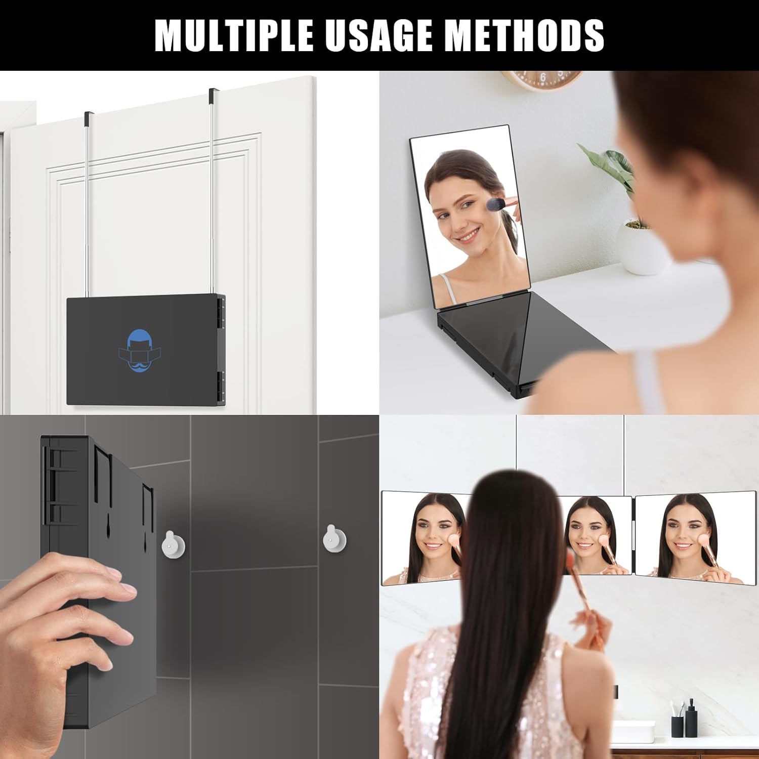 OLIBUY 3 Way Mirror for Haircutting Shaving Makeup
