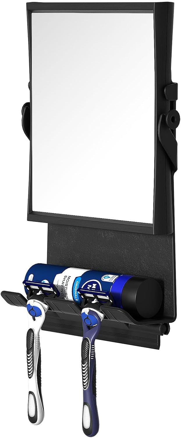 Fogless Dual-Sided Shower Mirror - Rust-Proof and Slick Black Design