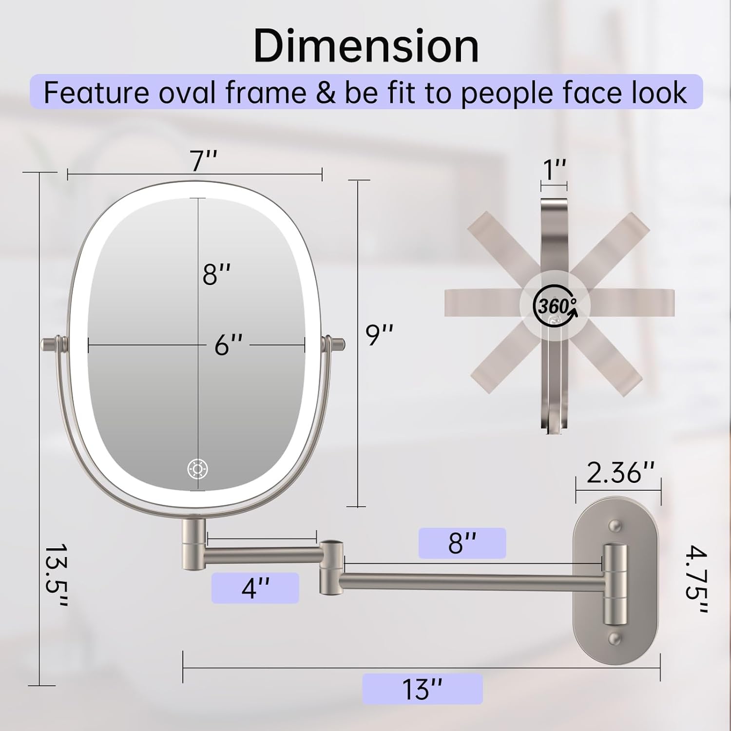 FUNTOUCH Double-Sided Wall-Mounted Makeup Mirror