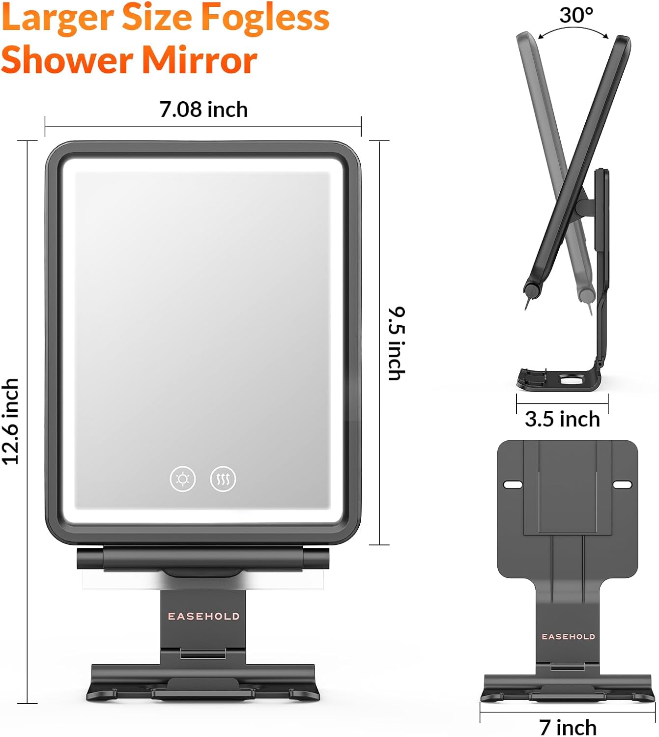 Heated Shaved Mirror for Shower - Anti-Fog